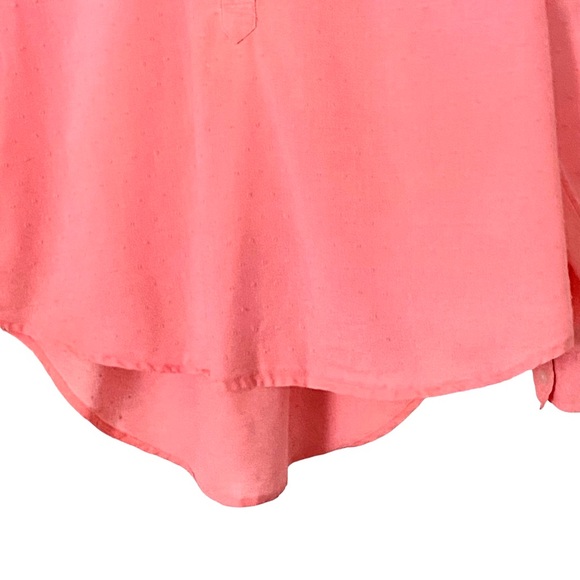 Old Navy Pink Neon Swiss Dot Popover Top Long Sleeve Semi Sheer Button Blouse L - Picture 7 of 16